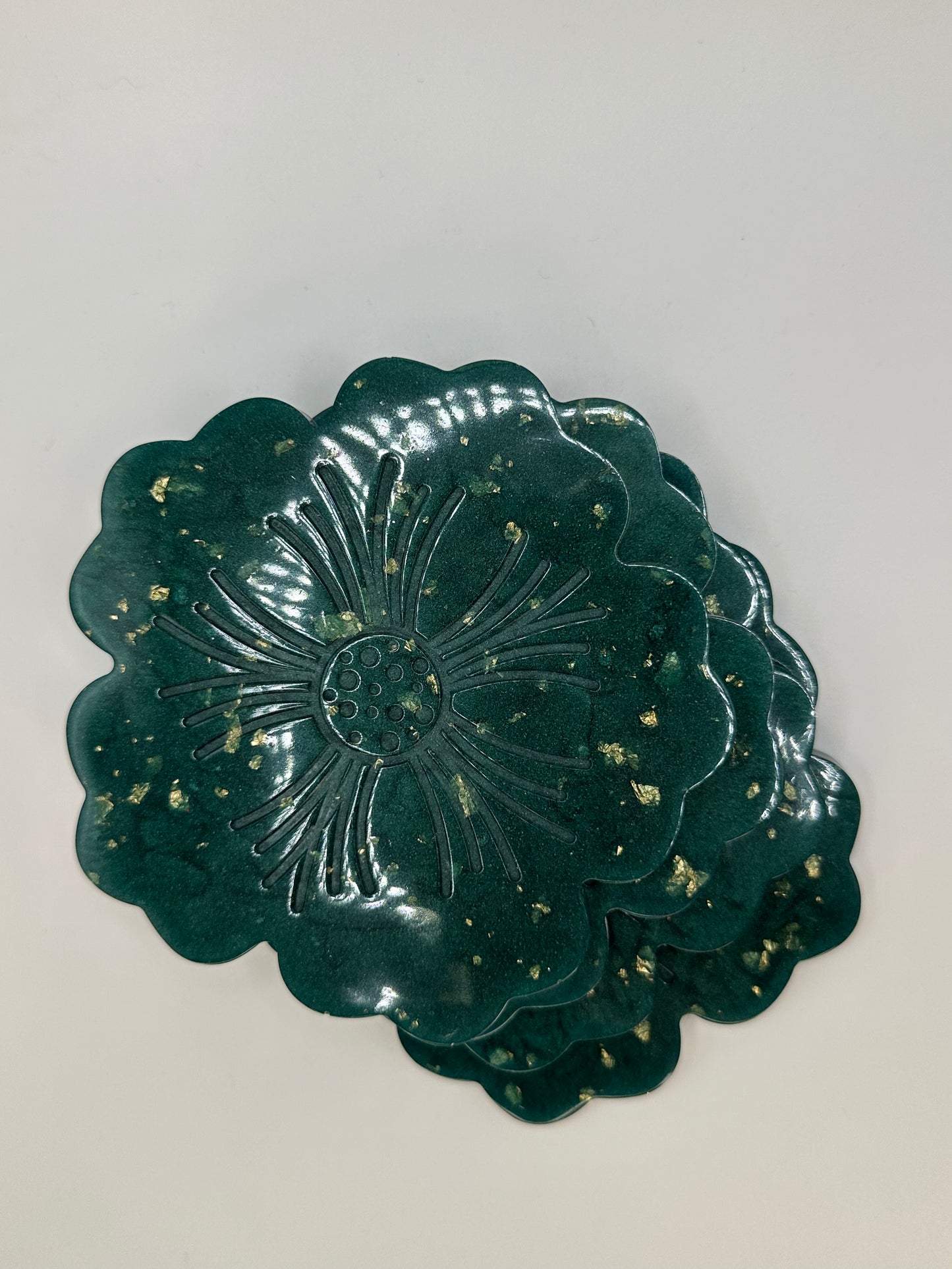 Emerald and Gold Flower set